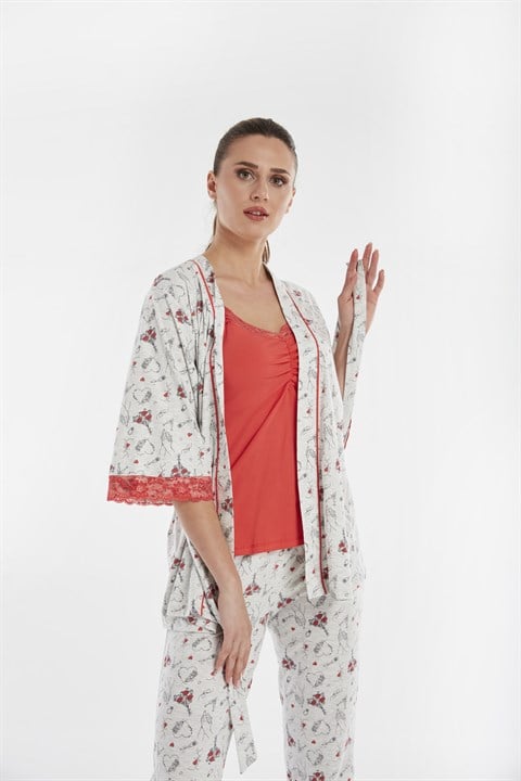 Kadın Penye 3'lü Pijama Takımı - 25015